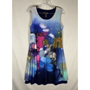 Claire Desjardins Dress Size Small Sleeveless Watercolor Art to Wear Abstract
